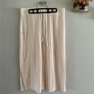 Carve Designs Cream Ribbed Drawstring Midi Skirt